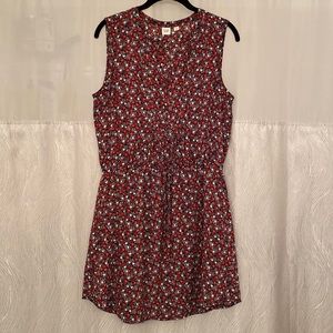 Gap Sleeveless Floral Drawstring Waist Dress with Pockets